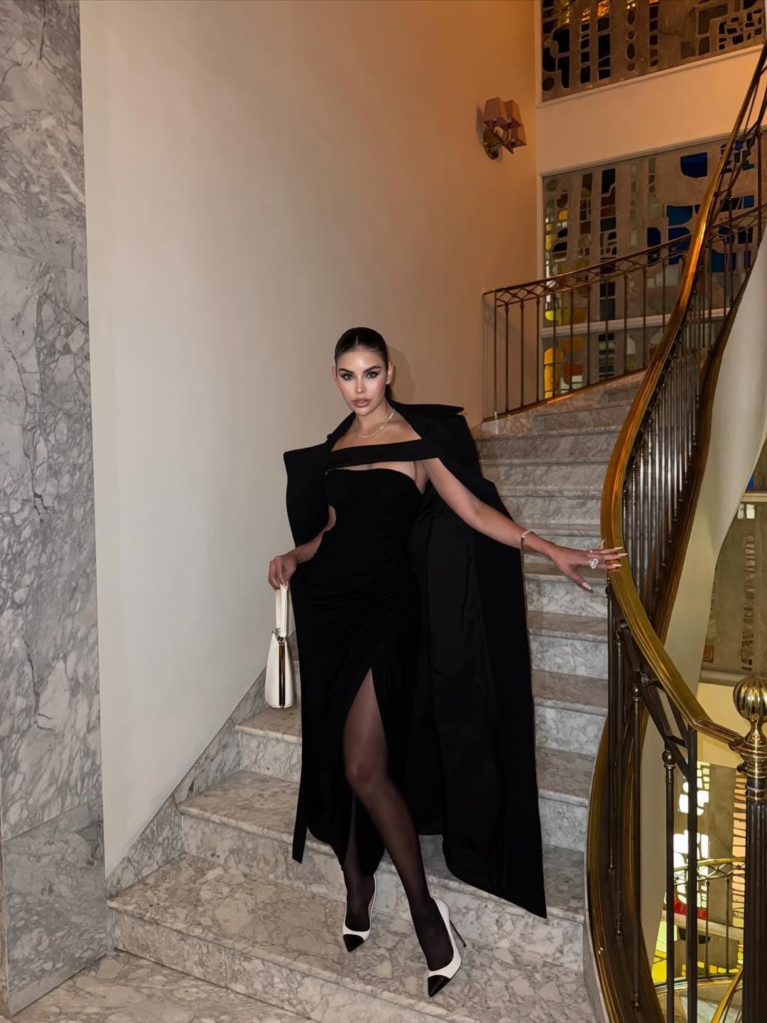 LOLA BLACK OFF-SHOULDER ASYMMETRICAL DRAPED MAXI DRESS