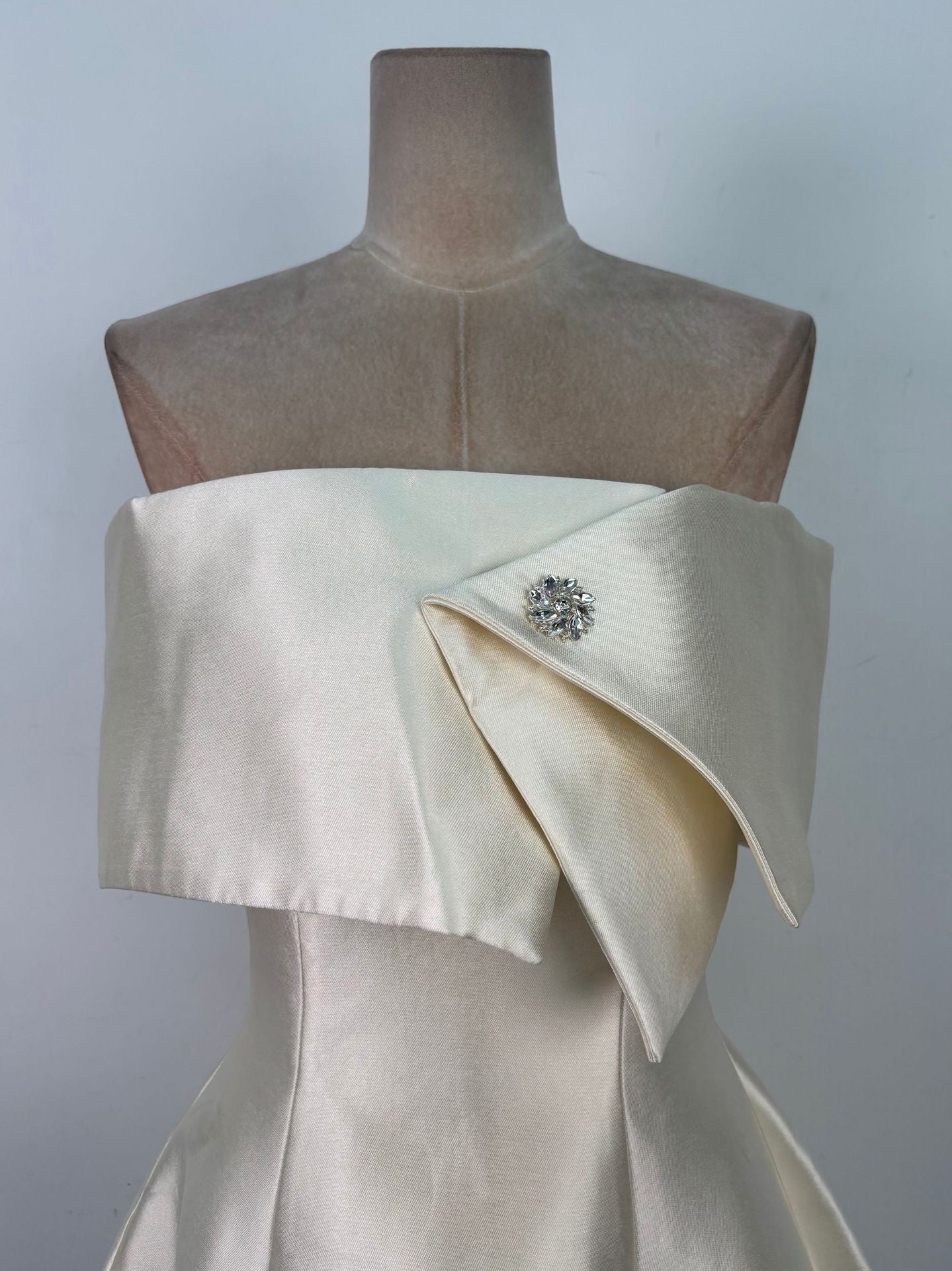 BRIANNA APRICOT SATIN ONE-SHOULDER MINI DRESS