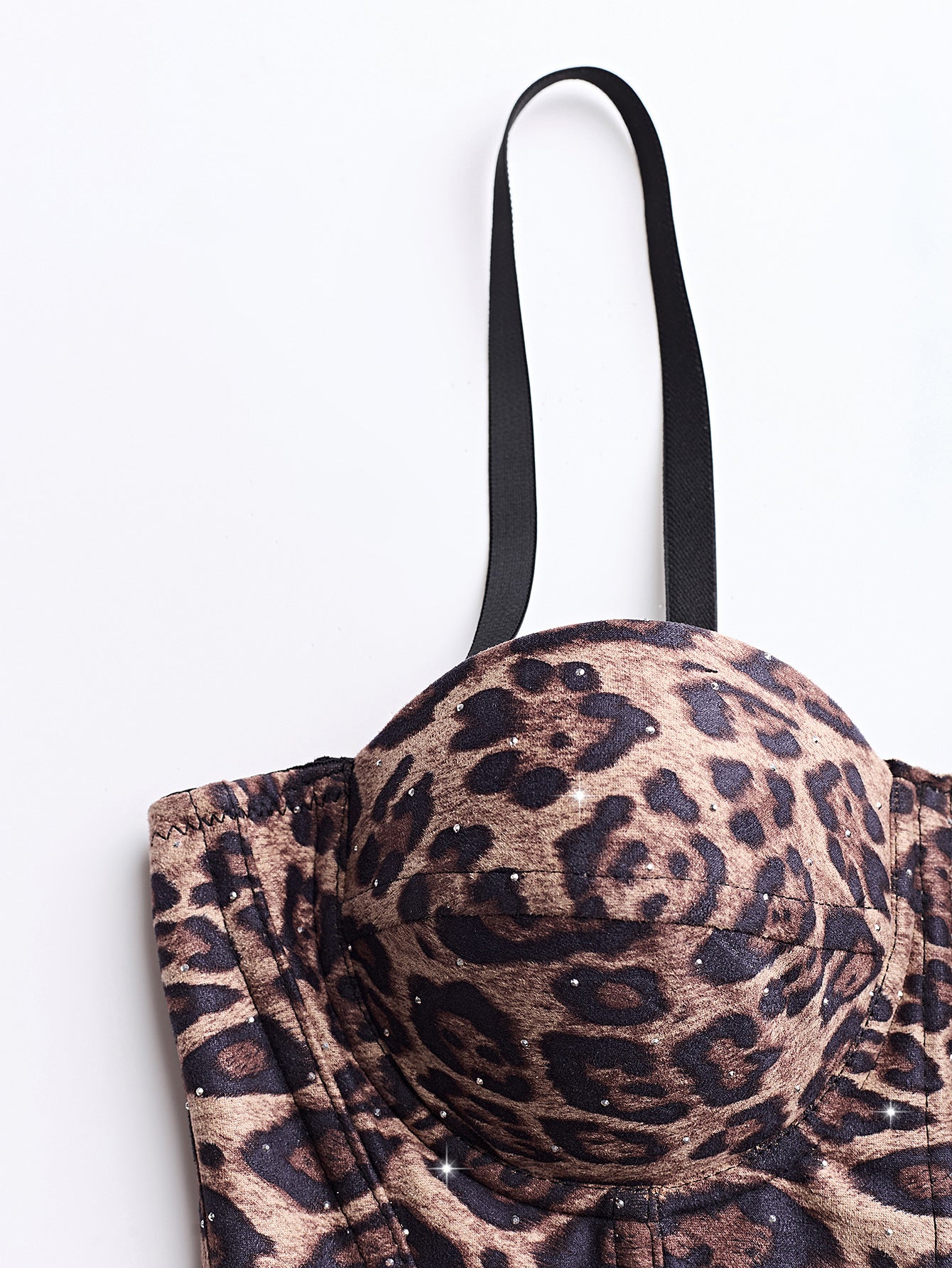 LEOPARD PRINT VELVET STRAPLESS CAMISOLE FOR PARTY NIGHTS
