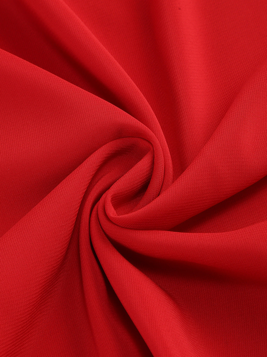 WINIFRED RED 3D FLOWER STRAP MAXI DRESS