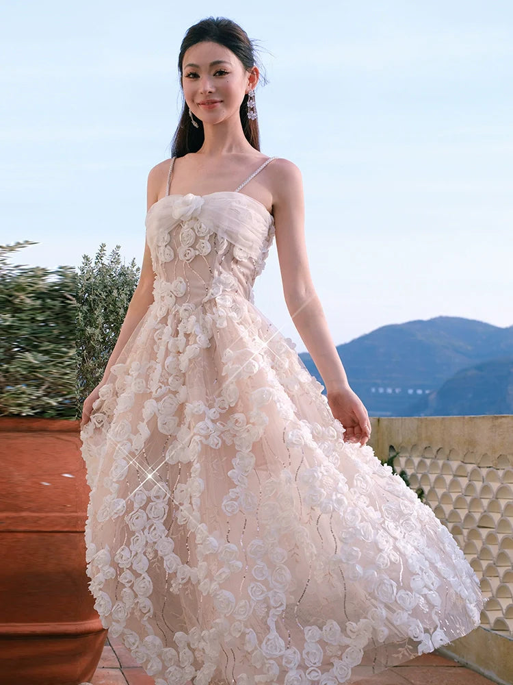 LEAH SLEEVELESS FLORAL MIDI DRESS FOR WEDDING