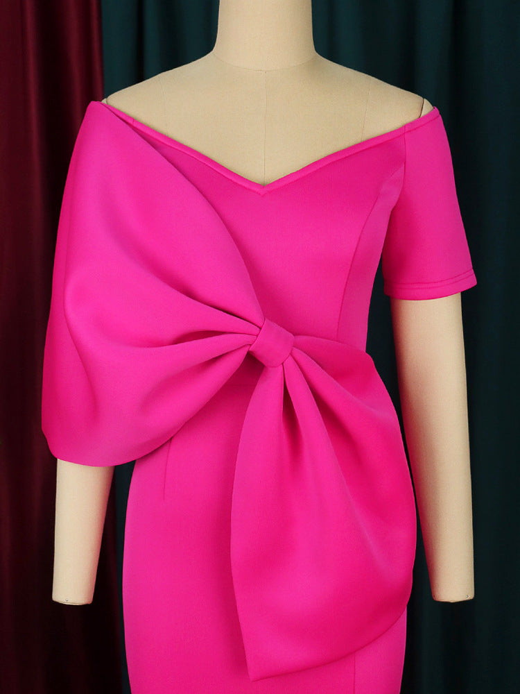 PINK BOW-KNOT MIDI DRESS, COCKTAIL PARTY
