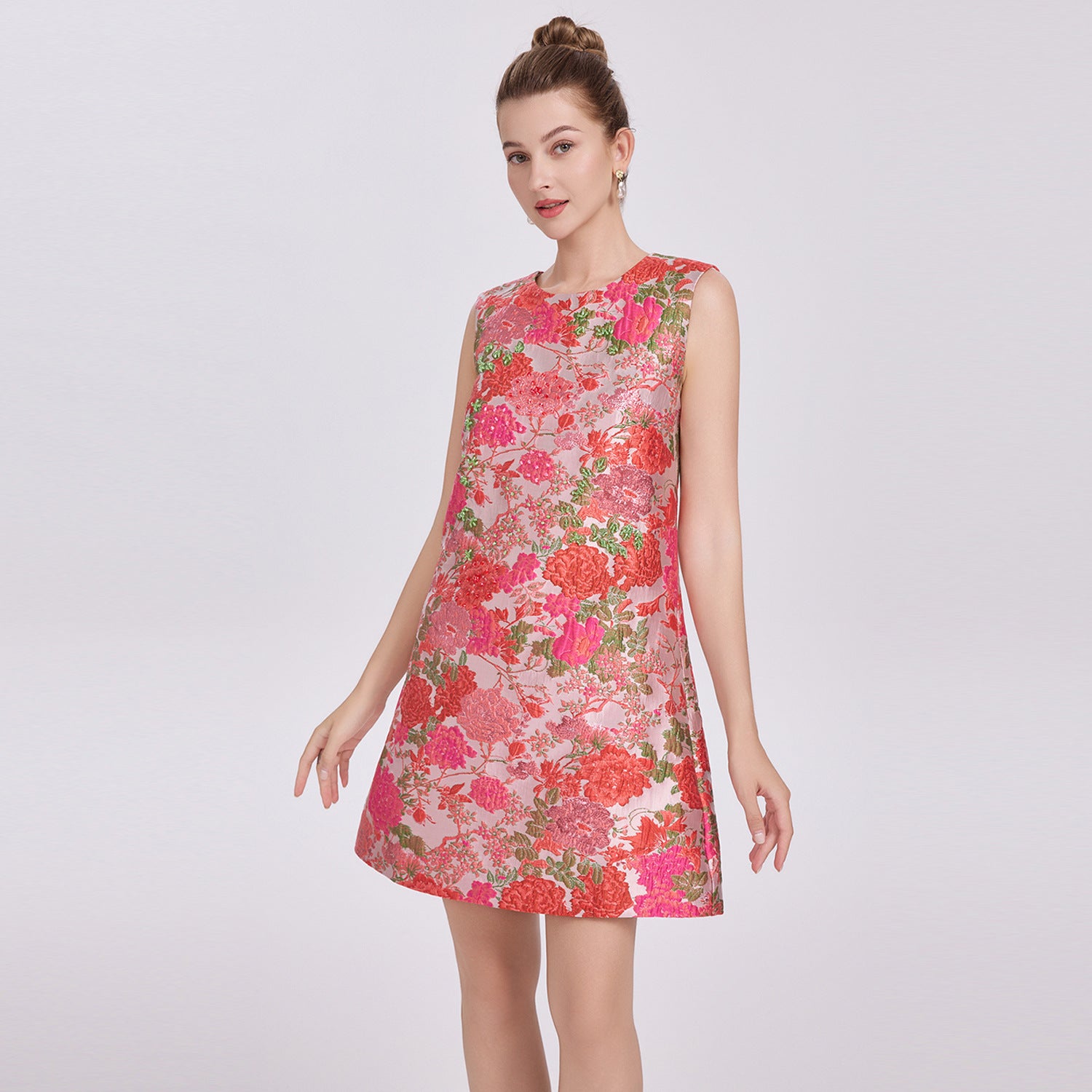 HILARY FLORAL EMBROIDERY SLEEVELESS MINI DRESS