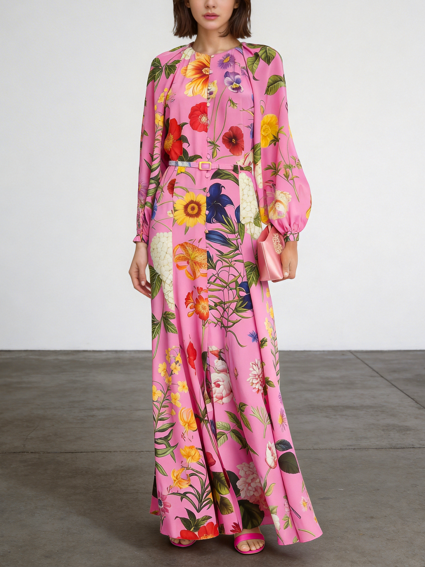 O1CN01Q5ubeO1SvZdsUIooI__277952309 PINK FLORAL SATIN MAXI DRESS FOR WEDDINGS