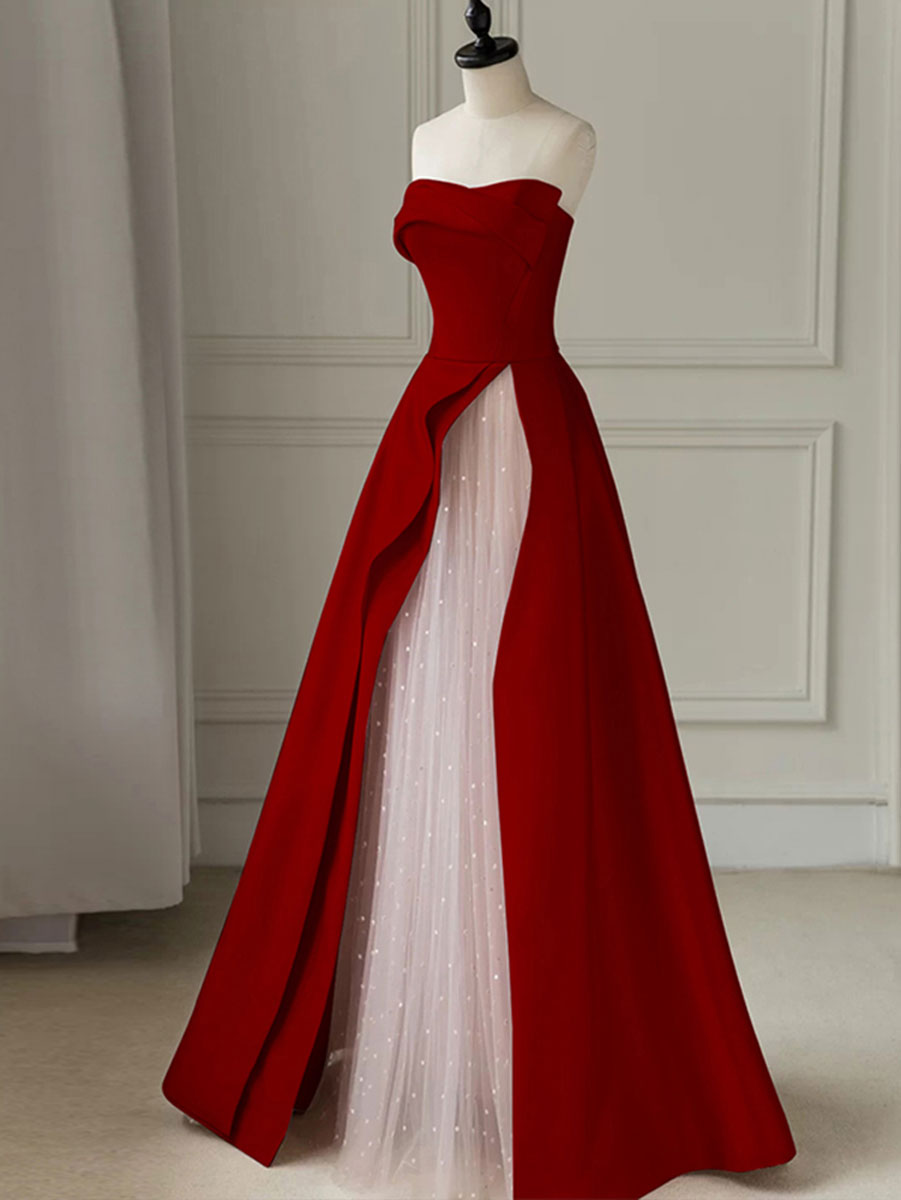 O1CN01Q6YDyt1xQCEkz4qD4__3878626437 BURGUNDY SATIN ALINE SLEEVELESS LONG PROM DRESS