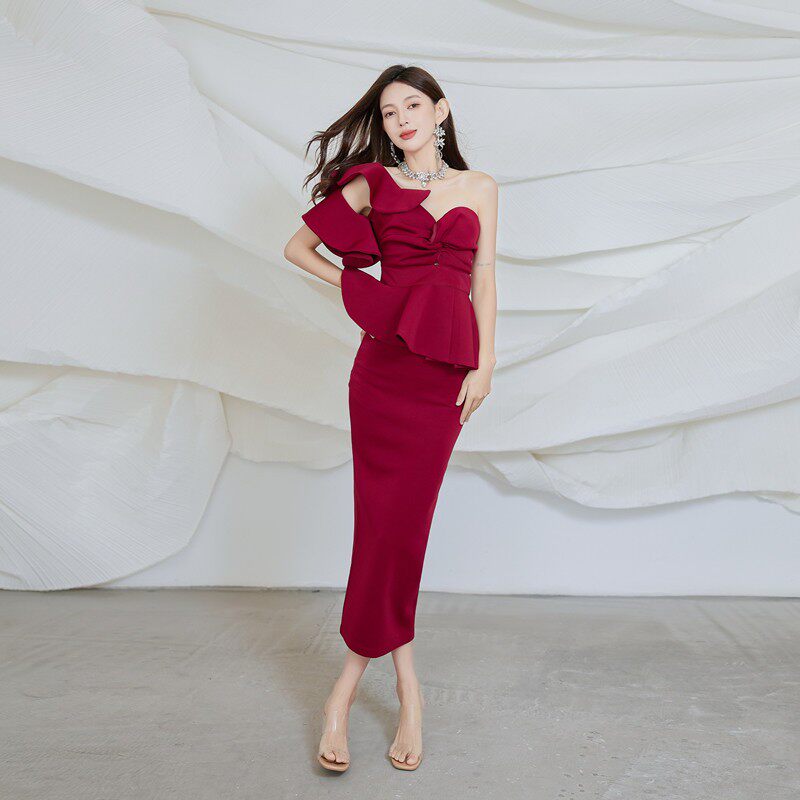 DOLORES STRAPLESS RUFFLE MAXI DRESS SET