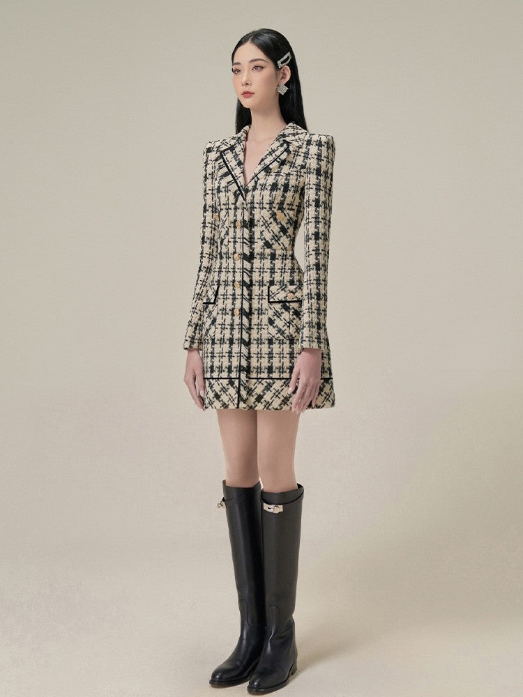 OPHELIA HOUNDSTOOTH TWEED MINI DRESS COCKTAIL
