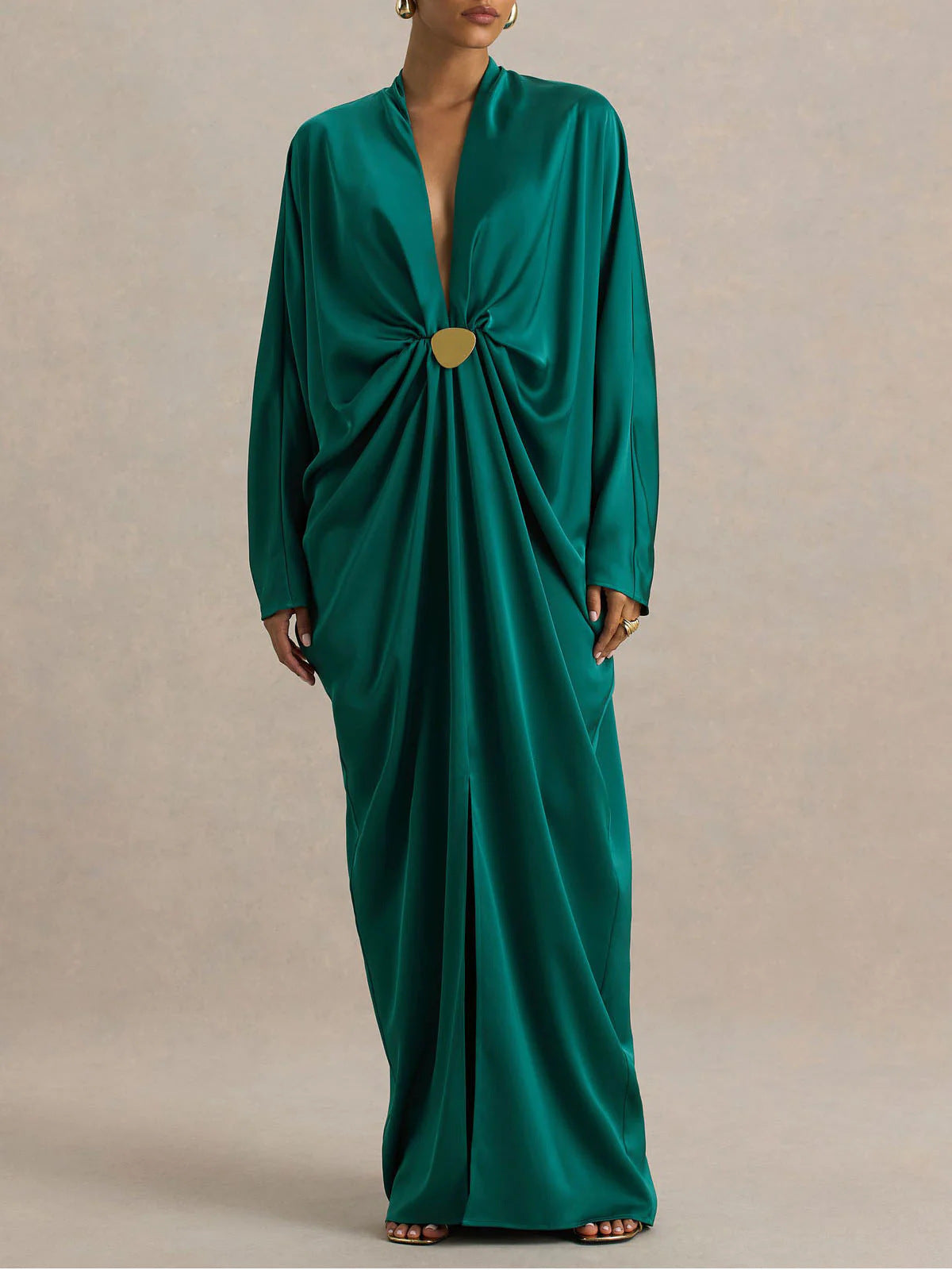 SATIN BATWING MAXI KAFTAN DRESS FOR PARTIES