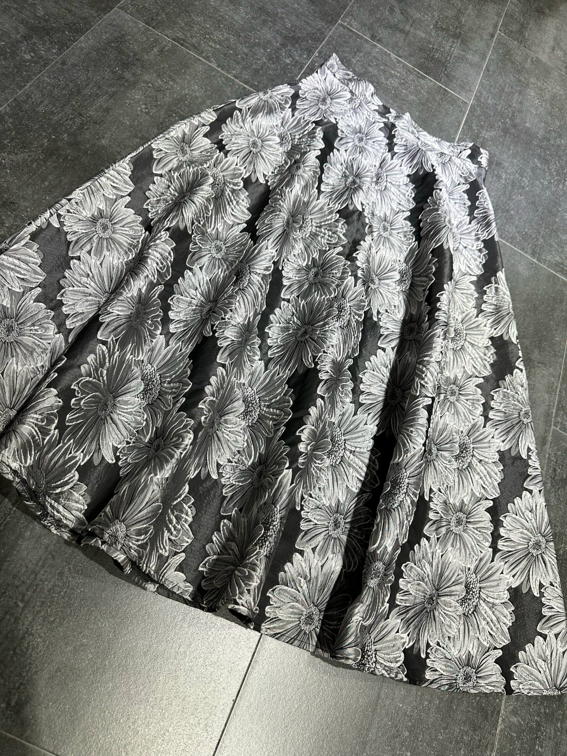 JACQUARD HIGH WAIST A-LINE MIDI SKIRT