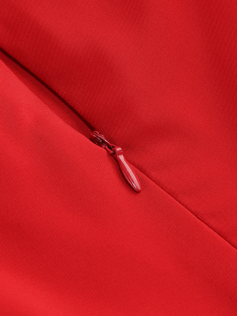 WINIFRED RED 3D FLOWER STRAP MAXI DRESS