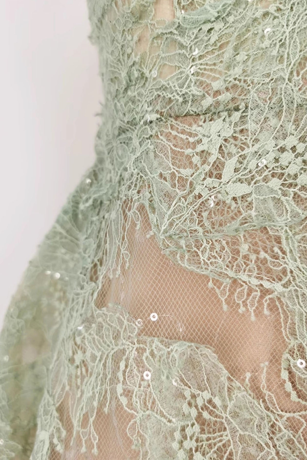 MINT BEADED LACE COCKTAIL SHEATH DRESS
