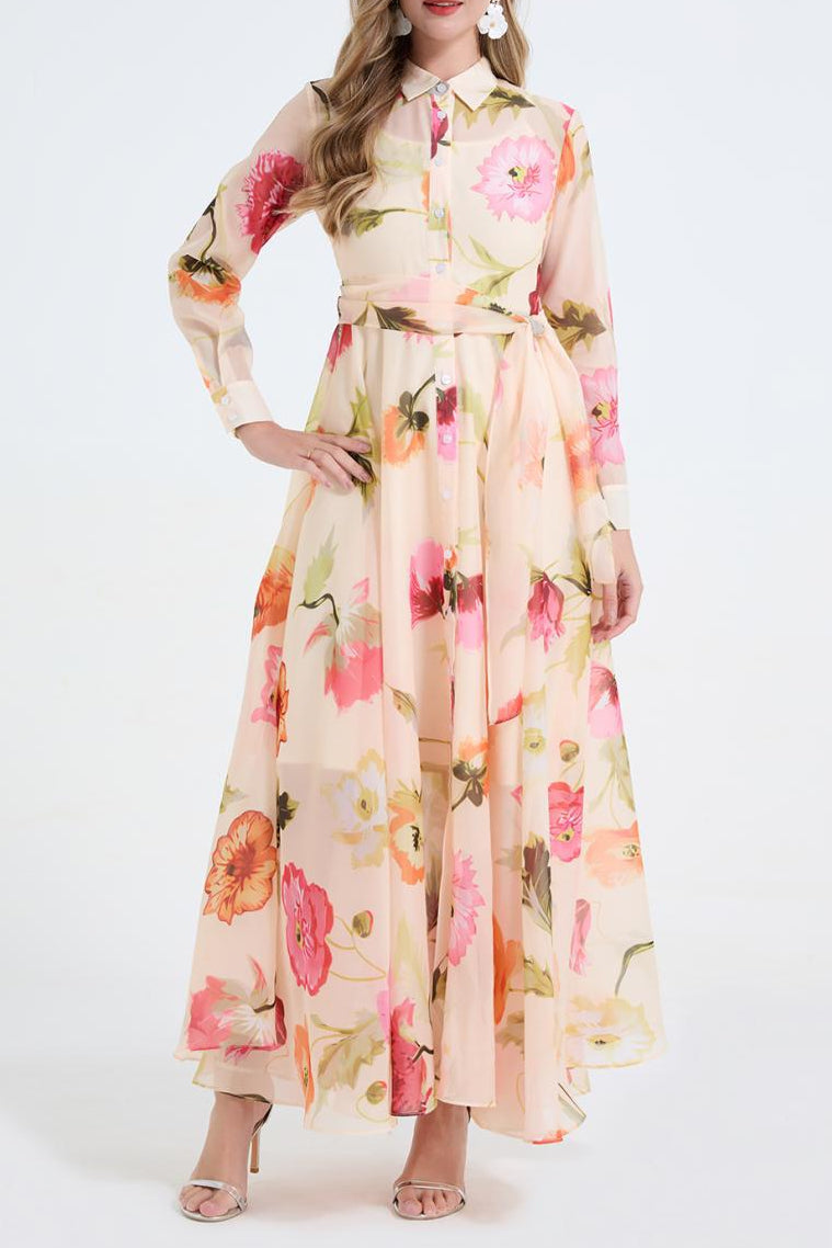 DOLORES FLORAL PRINT MAXI SHIRT DRESS FOR WEDDING