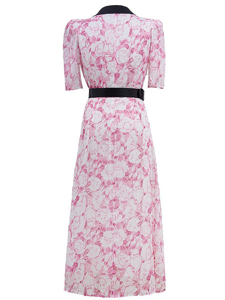 PINK FLORAL MIDI DRESS FOR WEDDING