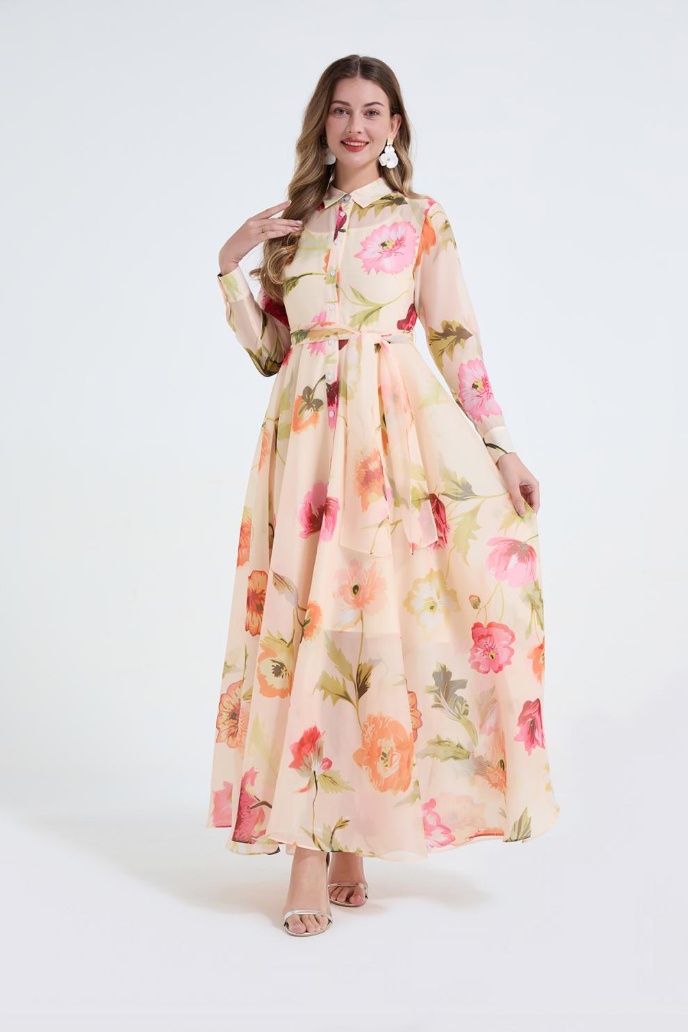 DOLORES FLORAL PRINT MAXI SHIRT DRESS FOR WEDDING