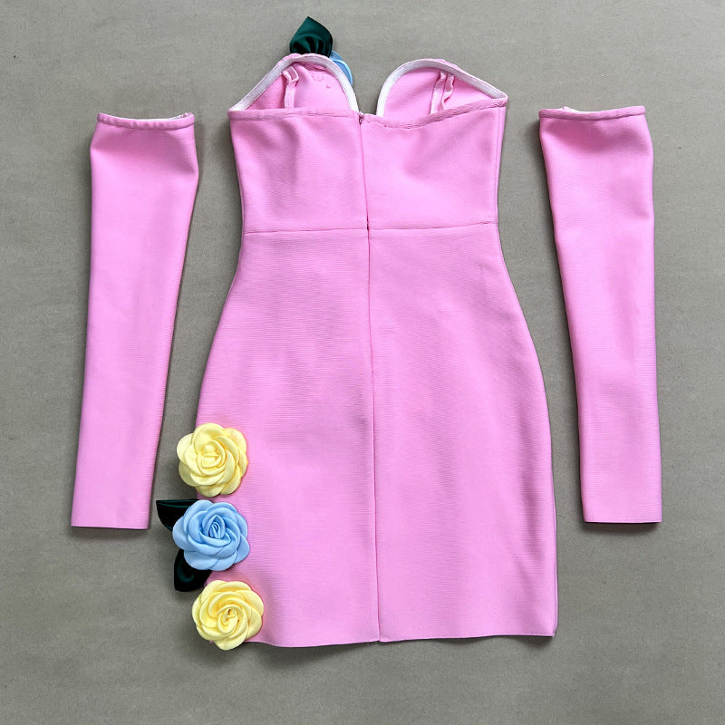 EIGRA 3D FLOWER TUBE MINI PARTY DRESS