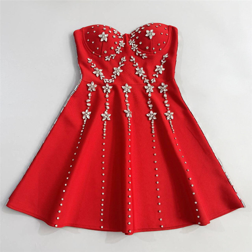 JULIE STRAPLESS BANDAGE MINI DRESS FOR PARTY