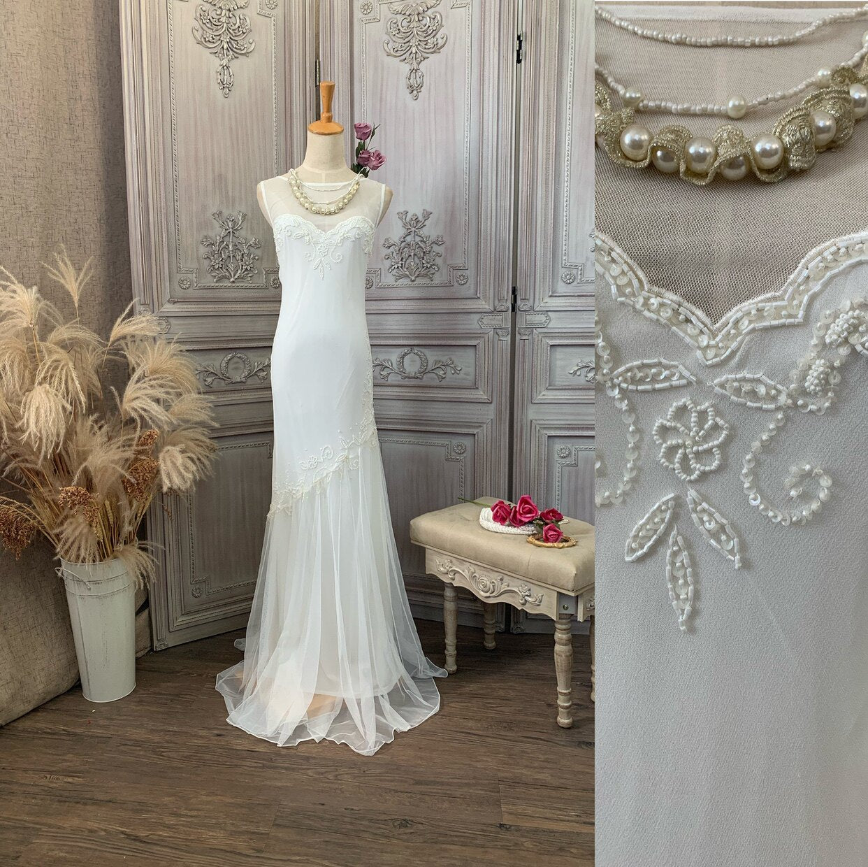 O1CN01SGFf9y240GyGSsfkF__139677328 WHITE LACE TULLE MERMAID WEDDING GOWN