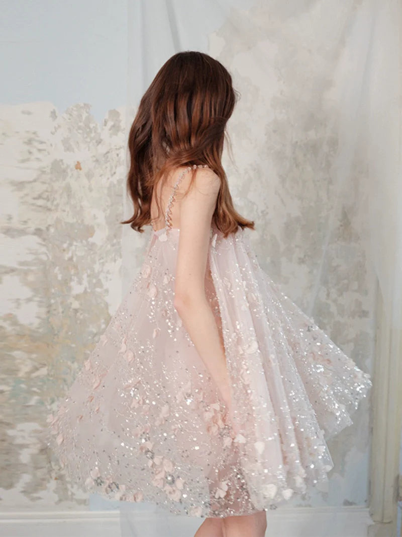 ZOLA PINK EMBROIDERED LOOSE DOLL PARTY DRESS