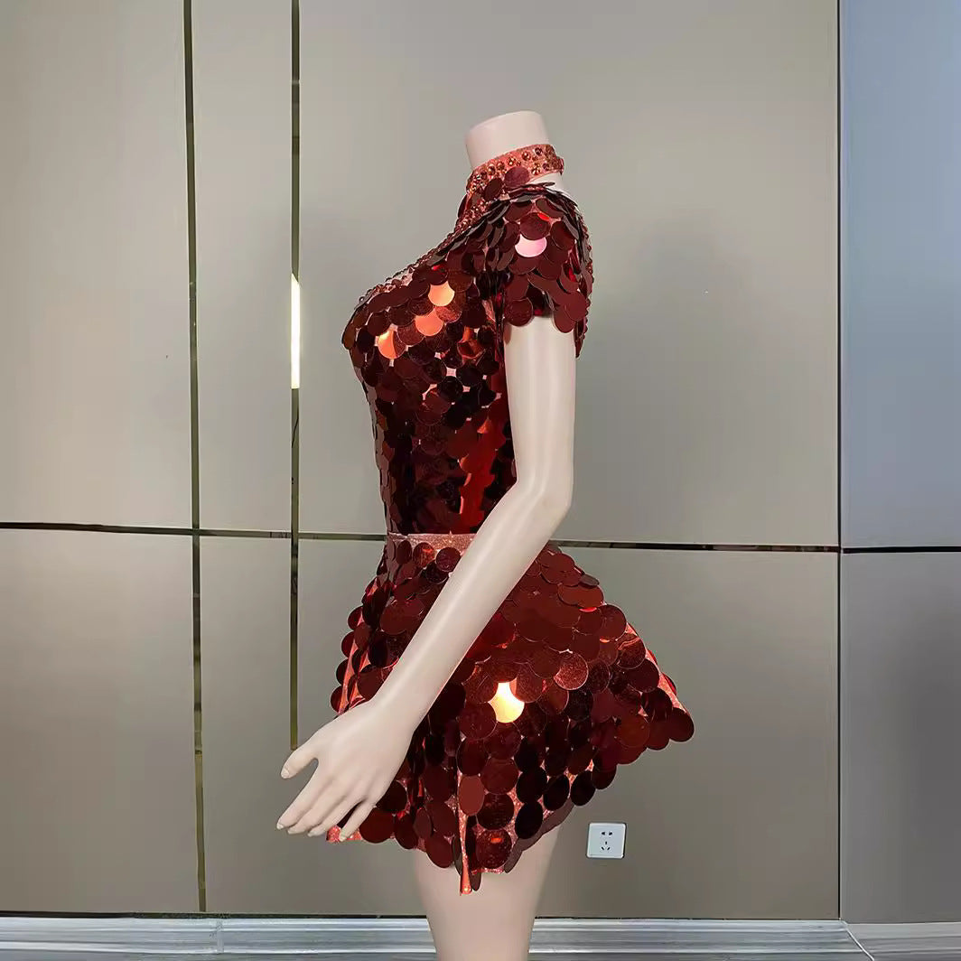 HELENE BURGUNDY SEQUIN DIAMANTE PARTY SET