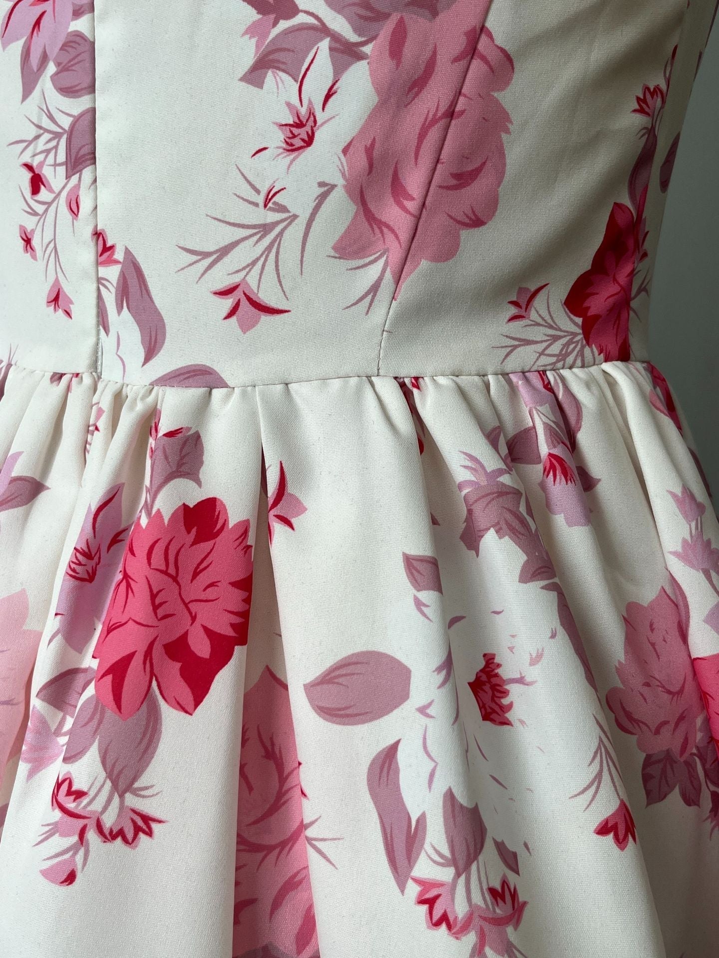 RETALE PINK FLORAL FLARED MINI DRESS FOR PARTY