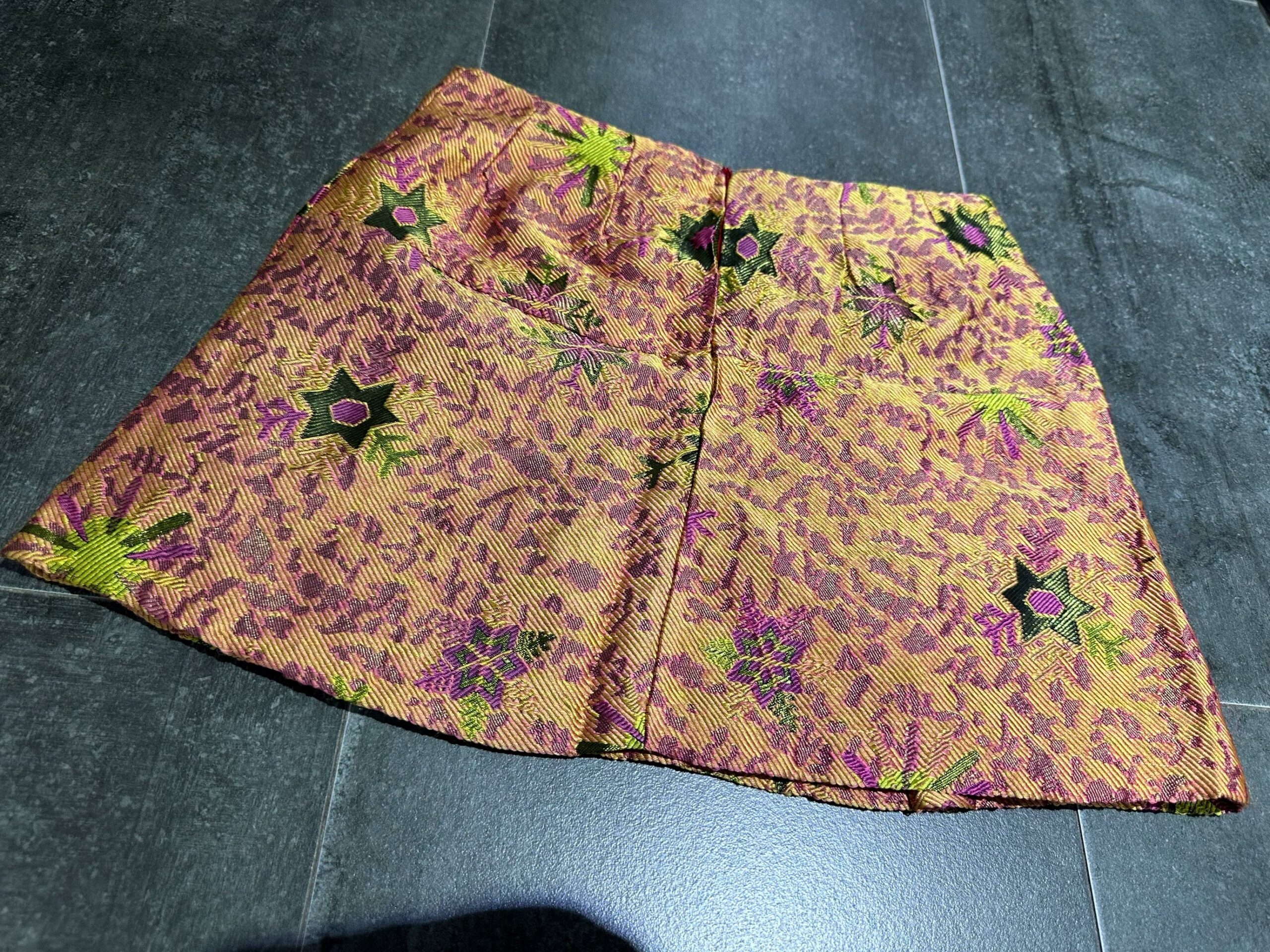 GOLD JACQUARD MINI SKIRT FOR PARTY WEAR