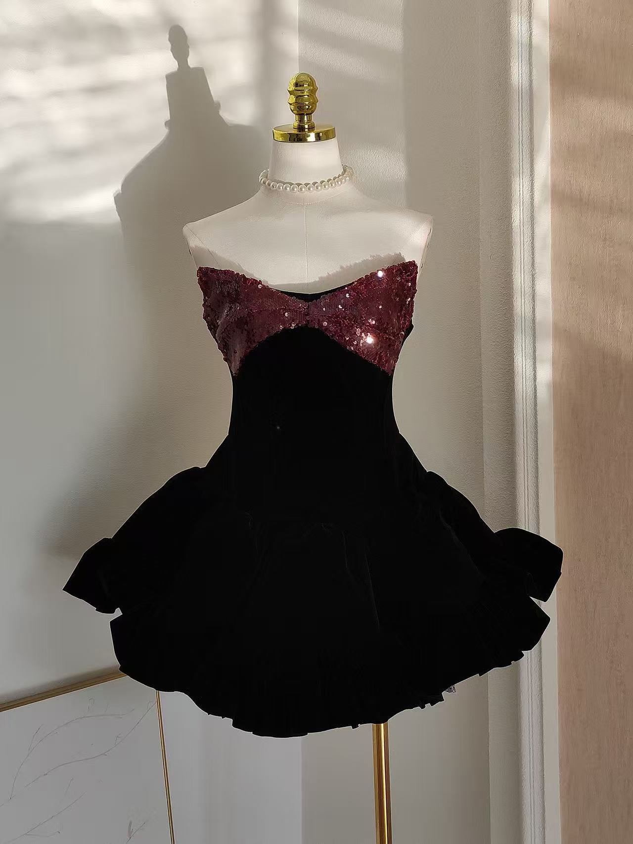 EVANGELINE SEQUIN MINI DRESS BLACK PARTY COCKTAIL