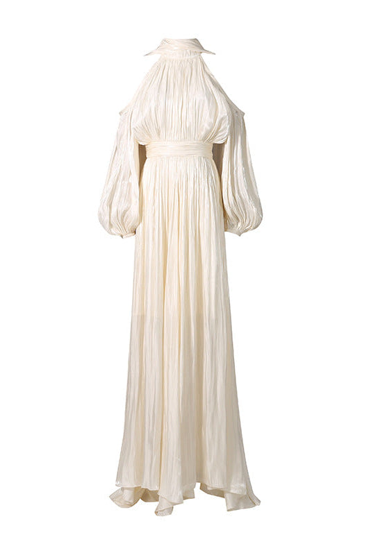 ASHLEY APRICOT OFF SHOULDER PUFF SLEEVE MAXI DRESS