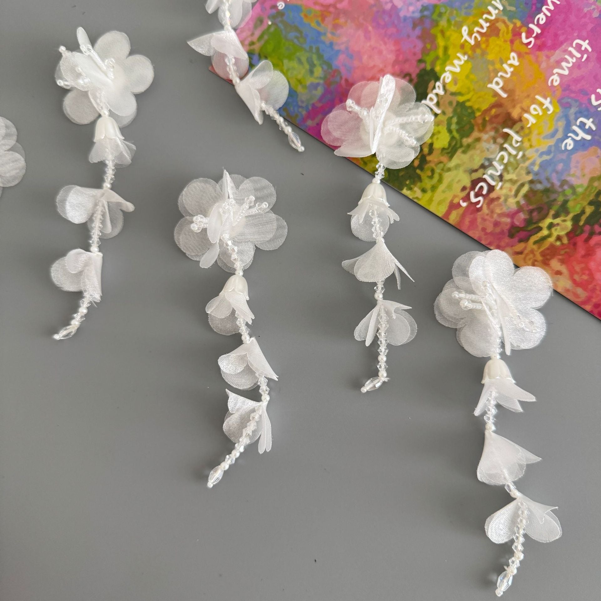 HANDMADE LONG TASSEL BEAD GAUZE PATCH, DIY EARRING CRAFT