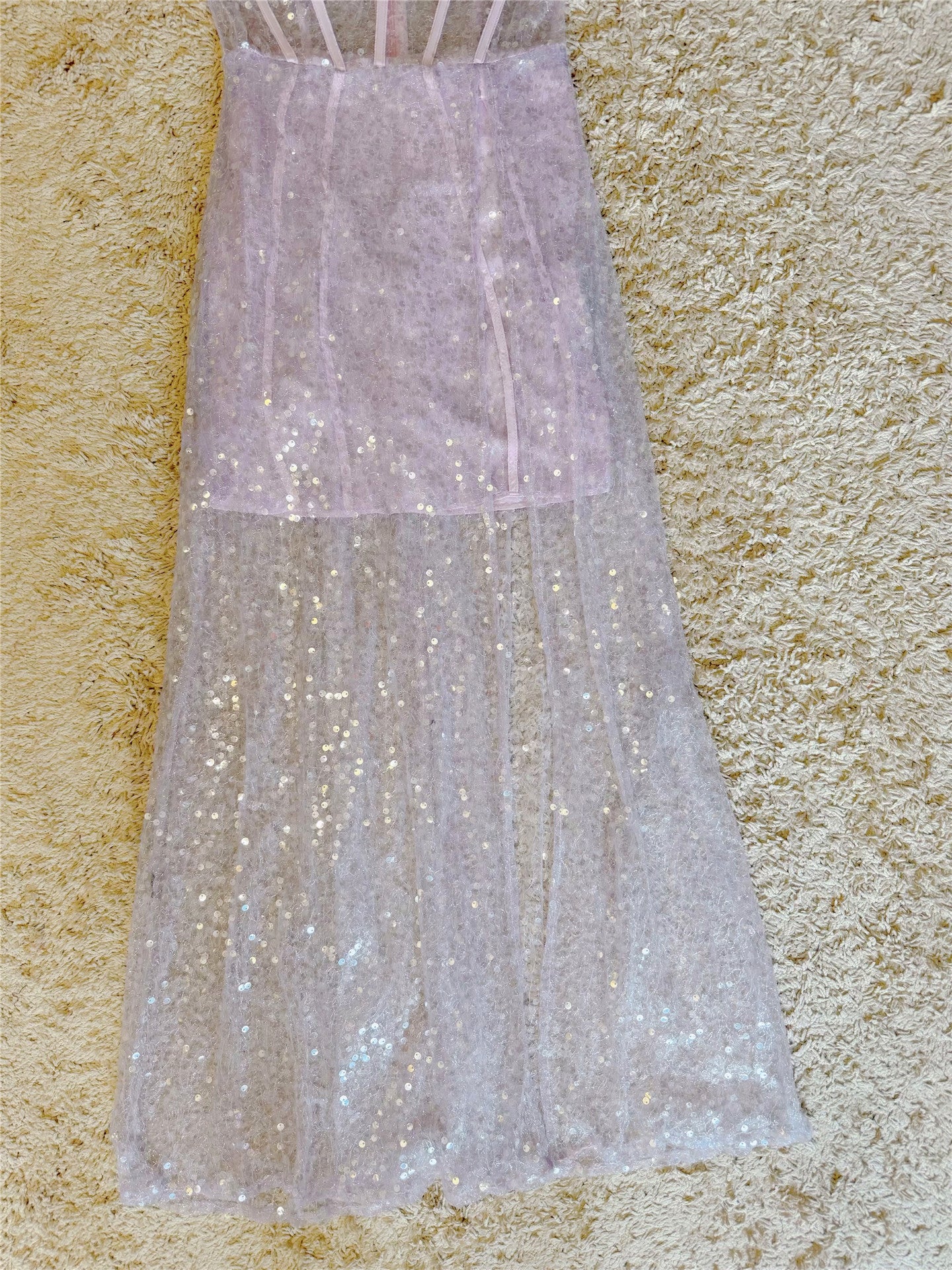 LAVENDER SEQUIN CORSET MAXI DRESS FOR PARTY
