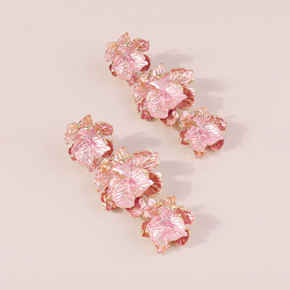 PINK 3D FLOWER EARRINGS FOR WEDDING PARTY