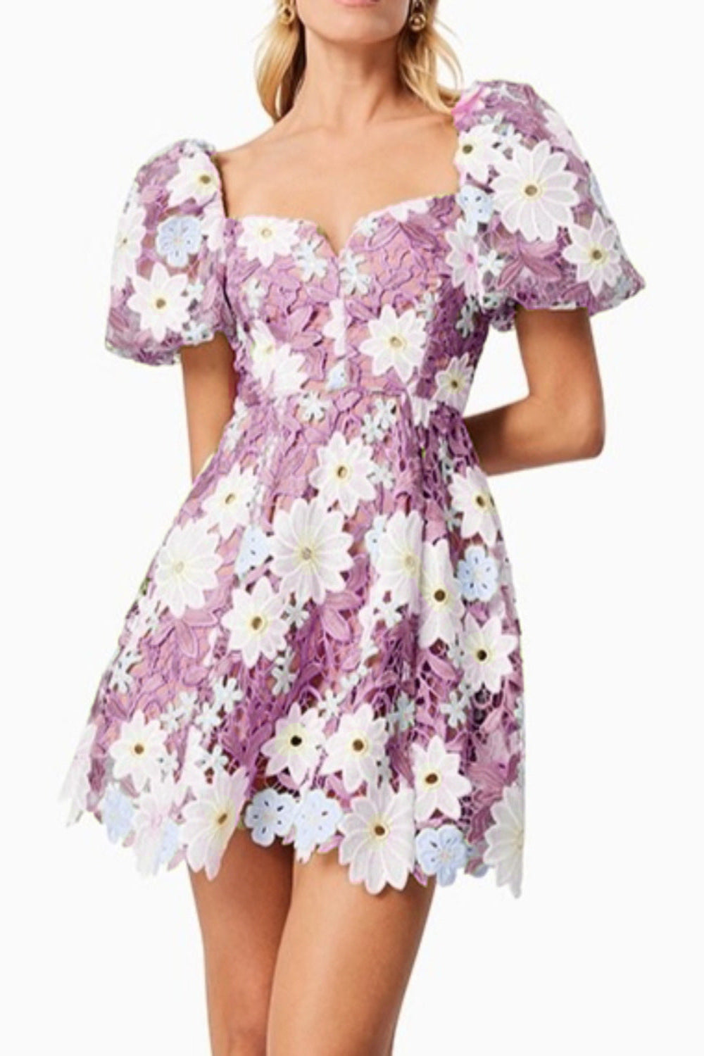 WINIFRED PURPLE LACE HOLLOW MINI DRESS