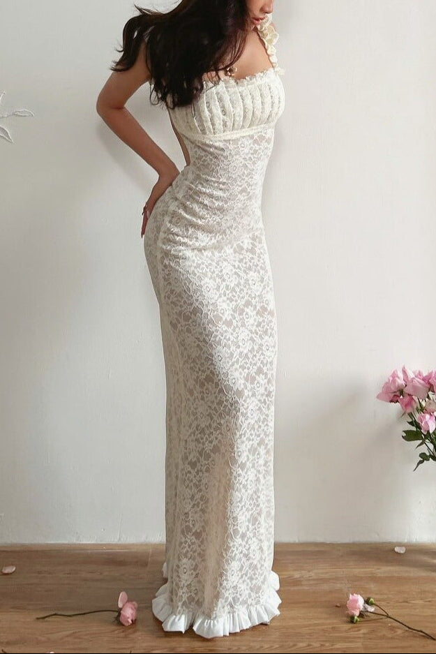 GEORGIA WHITE LACE BODYCON MAXI DRESS