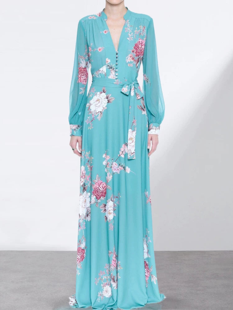 O1CN01UueAHo1SvZIshjItd__277952309 BLUE FLORAL V-NECK LONG SLEEVE MAXI DRESS