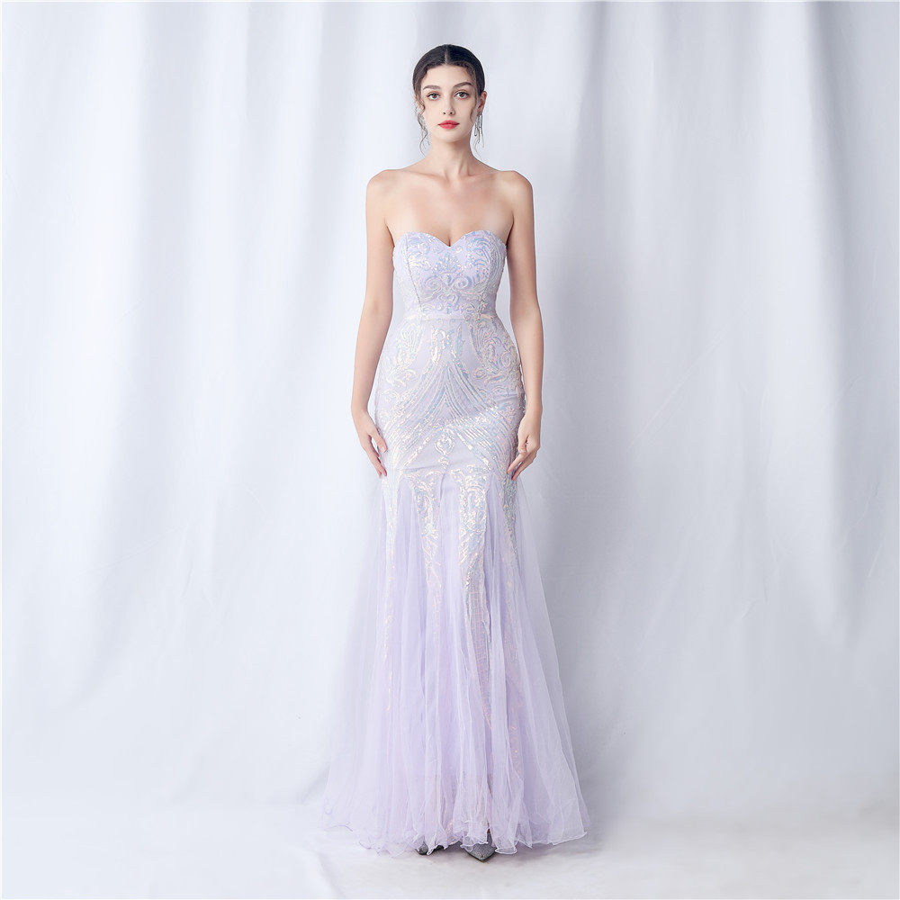 SPARKLE STRAPLESS TULLE MAXI DRESS FOR FORMAL EVENTS