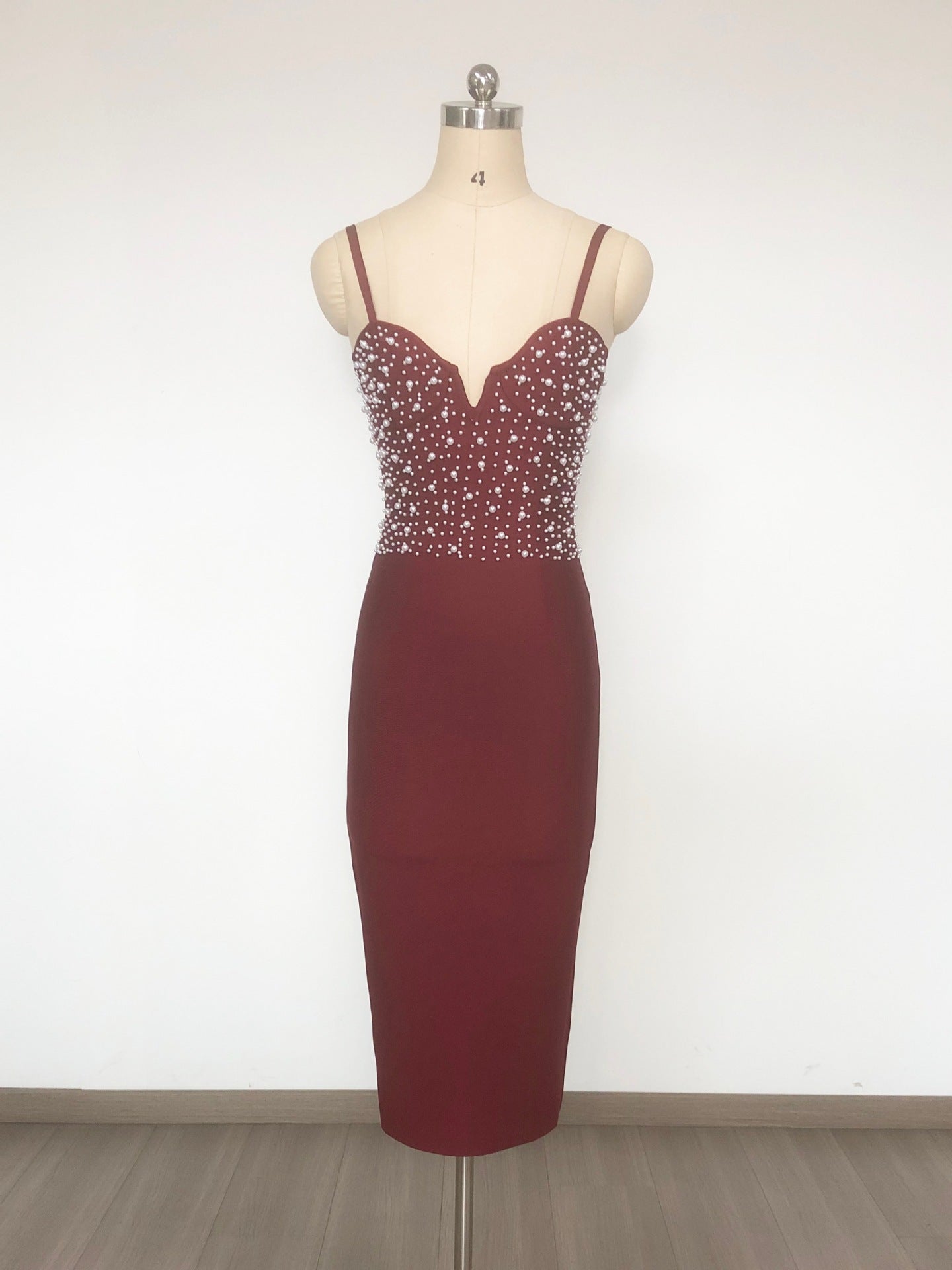 GUSTAVE BEADED BANDAGE MIDI DRESS FOR EVENING