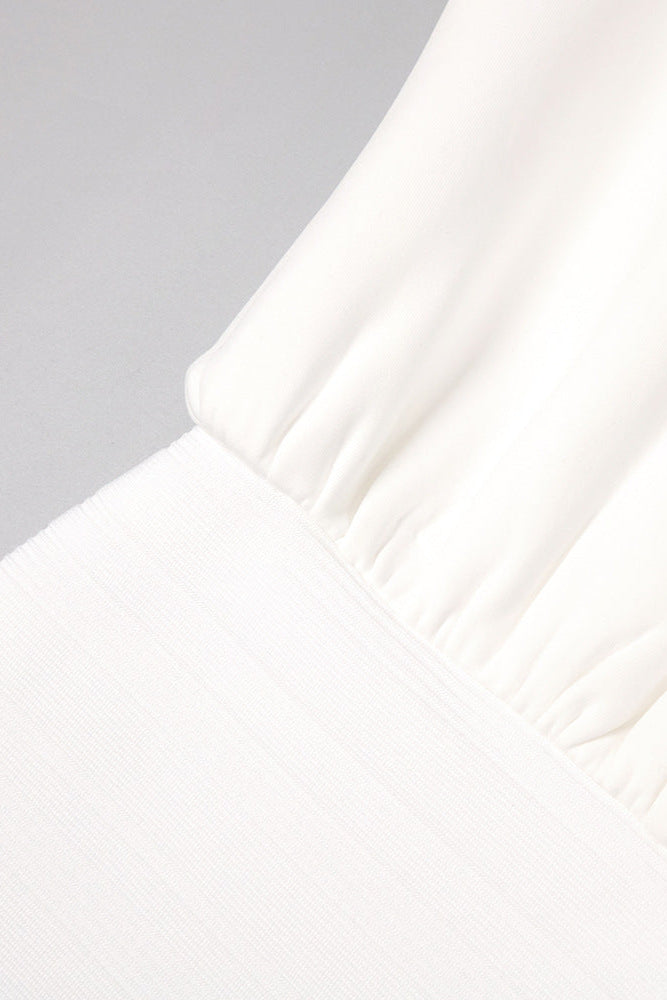 EDITH HIGH-WAIST STRETCHY MAXI DRESS, WHITE