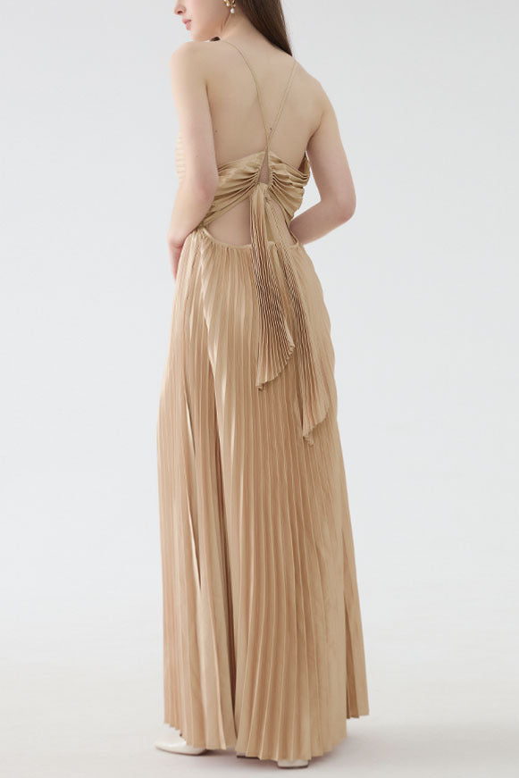 DEBORAH PLEATED SLIP MAXI DRESS APRICOT