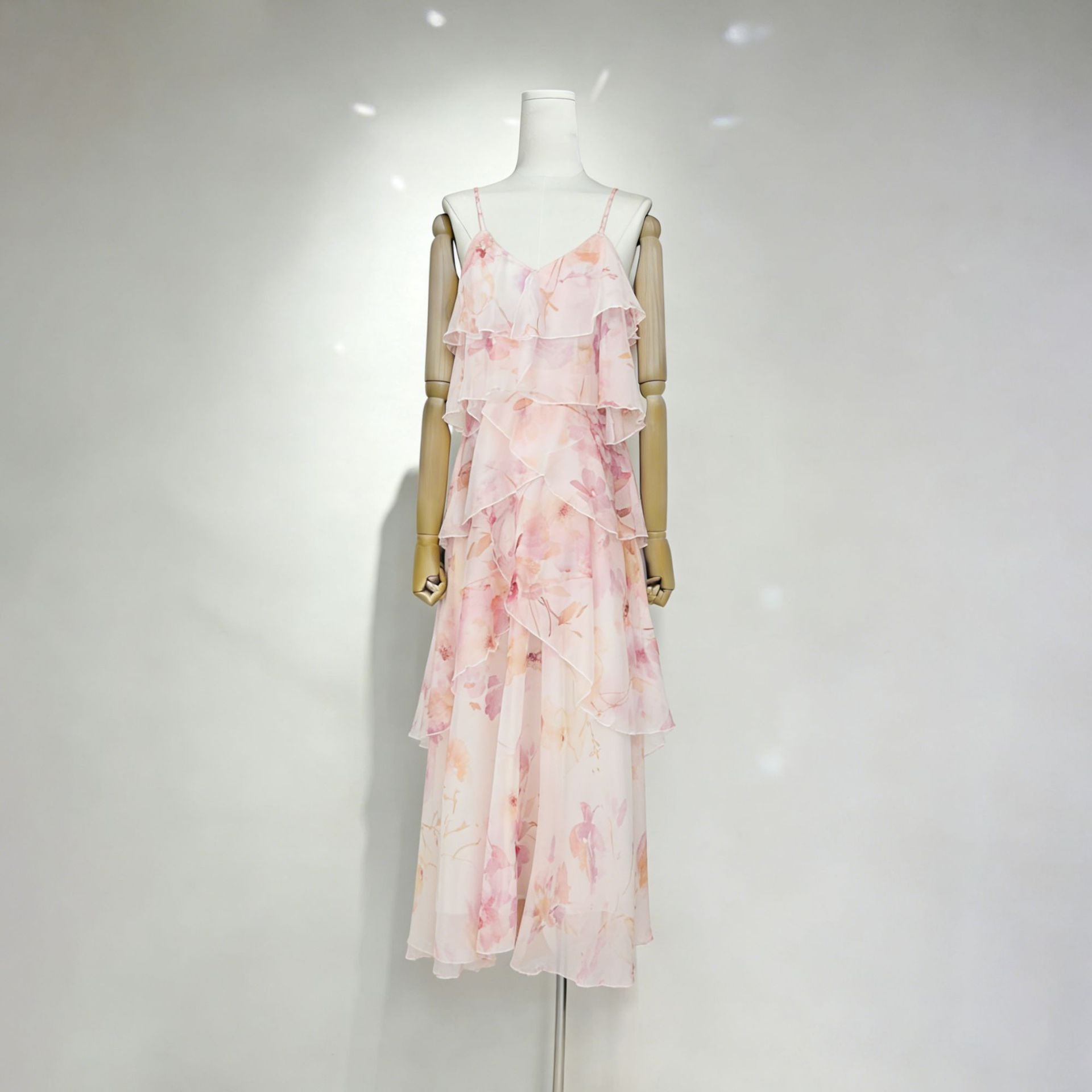 BEVERLY V-NECK STRAPLESS CHIFFON MAXI DRESS PINK