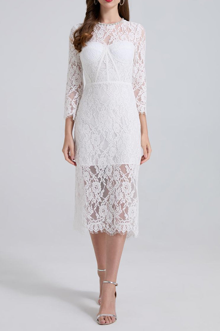 O1CN01VsaATz1c0ujES1Xlt__2211143363539-0-cib RHINESTONE LACE MIDI DRESS IN WHITE FOR WEDDING GUEST