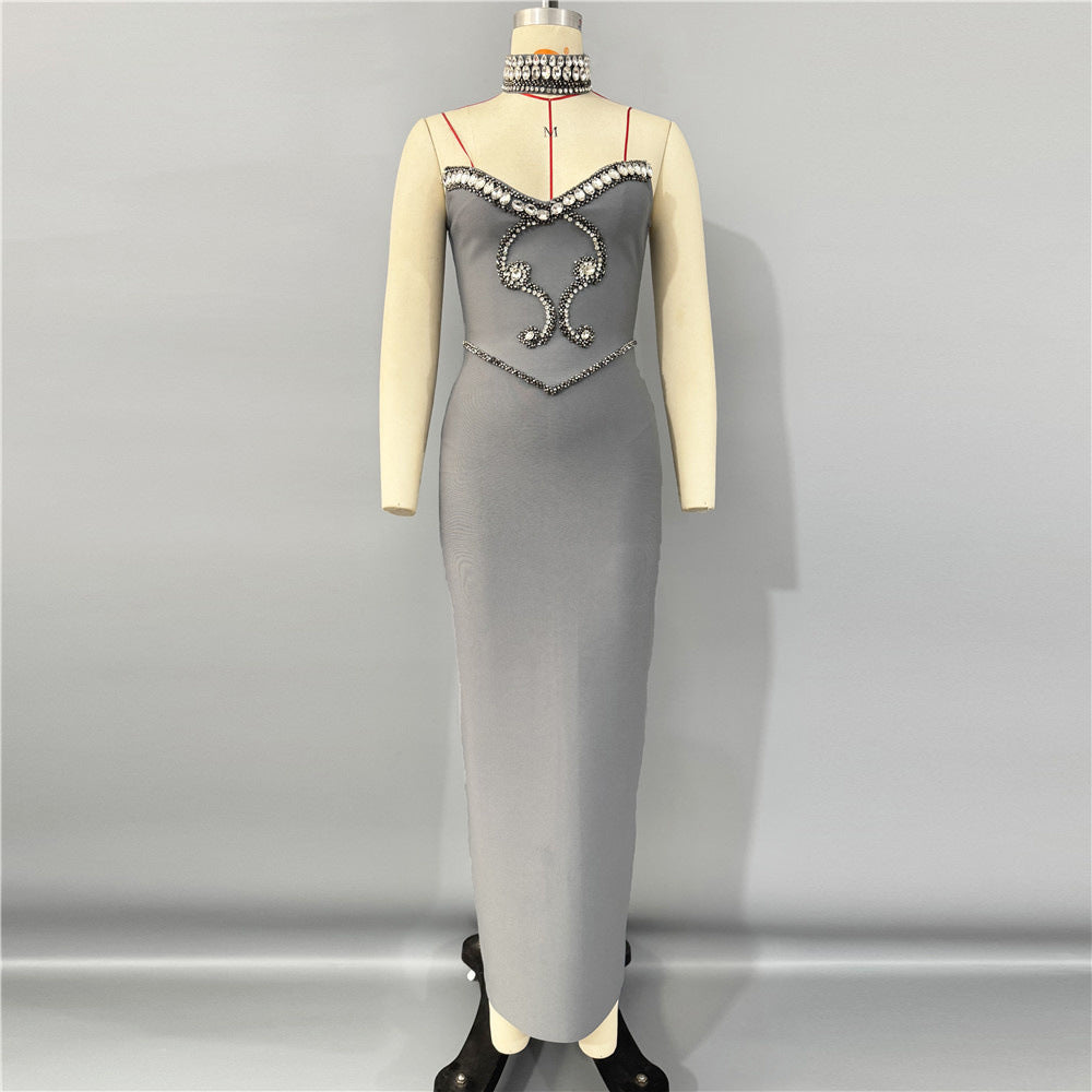 ALYSSA GRAY CRYSTAL STRAPLESS GOWN WITH CHOKER