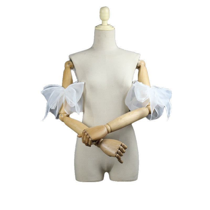 ORGANZA BOW CUFFS, DETACHABLE SHORT SLEEVE, FORMAL