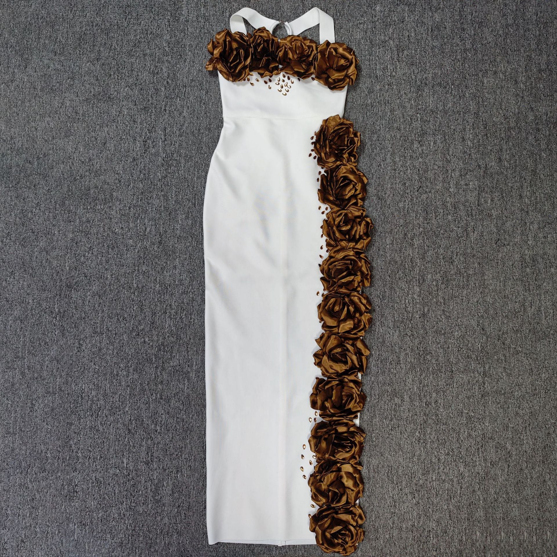SEBASTIANE HALTERNECK FLORAL BANDAGE MAXI DRESS