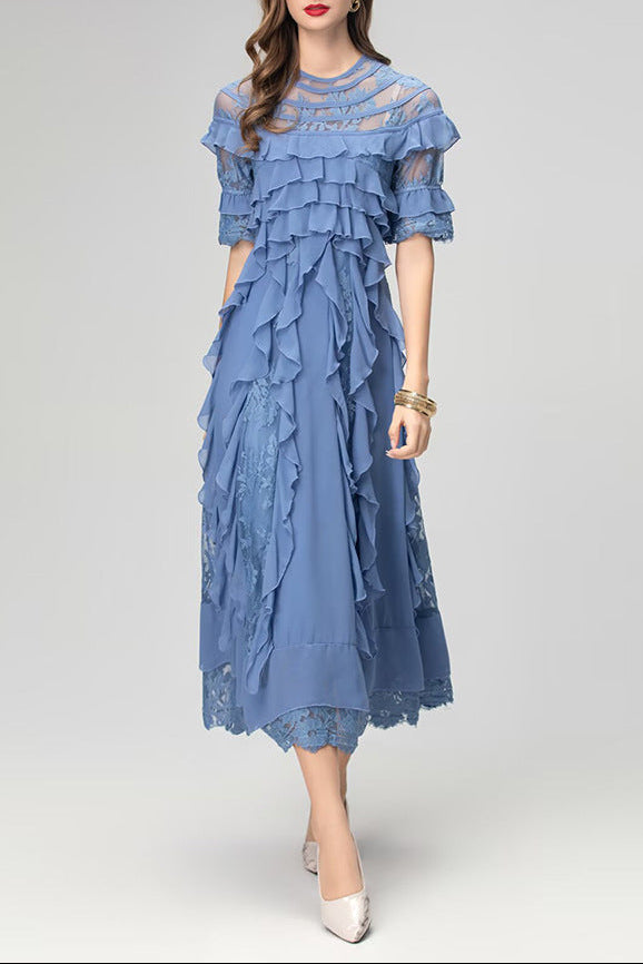O1CN01WBfuaw1h7qrgboBba__962504231-0-cib LORRAINE LACE MIDI DRESS WITH RUFFLE TRIM IN BLUE