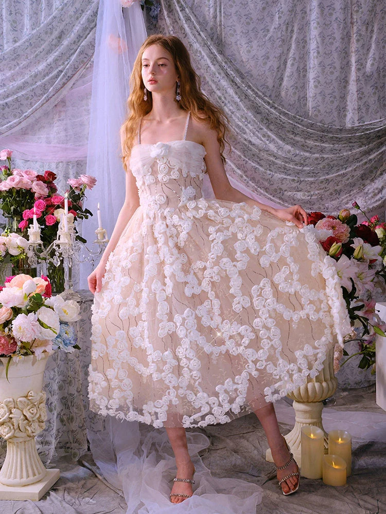 LEAH SLEEVELESS FLORAL MIDI DRESS FOR WEDDING