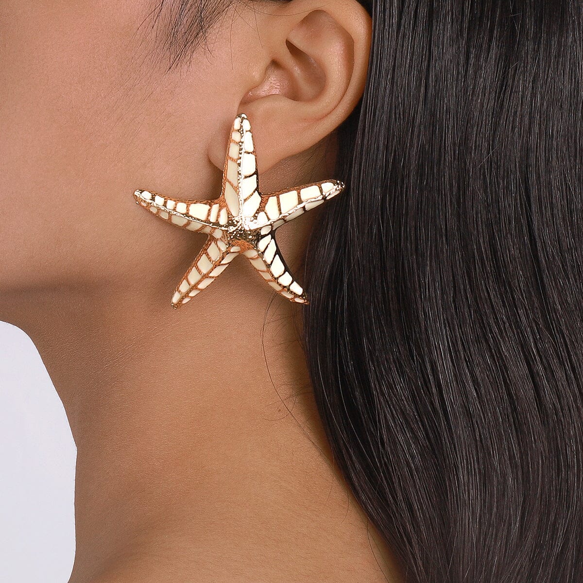 BEIGE STARFISH EARRINGS - CASUAL BEACH JEWELRY