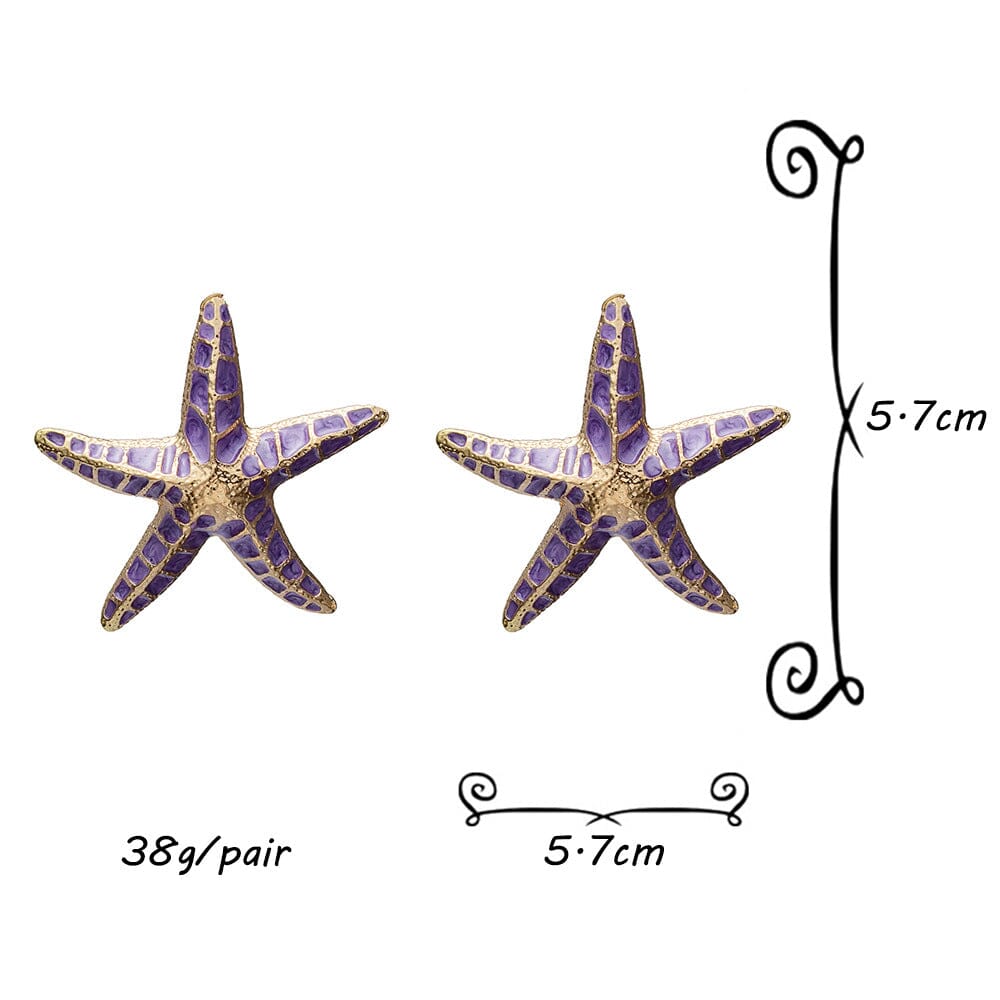 PURPLE STARFISH EARRINGS - BEACH JEWELRY