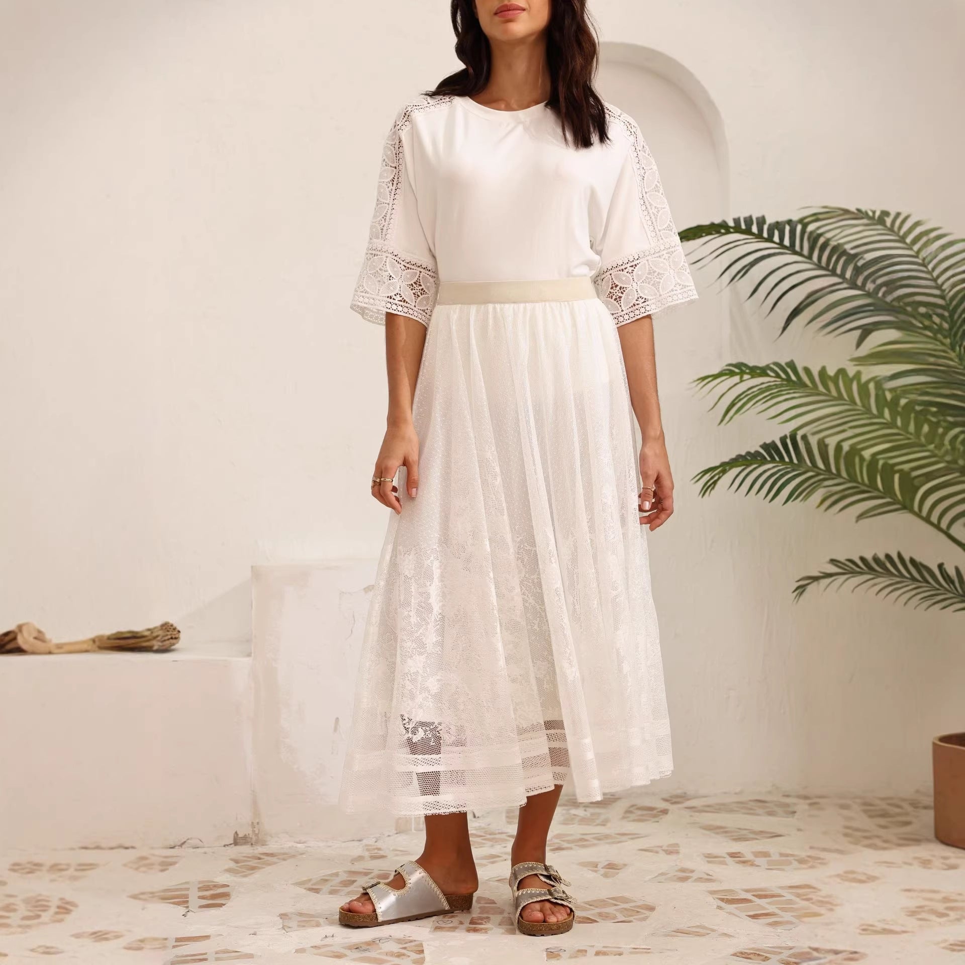 JACQUARD MESH A-LINE SKIRT FOR PARTY