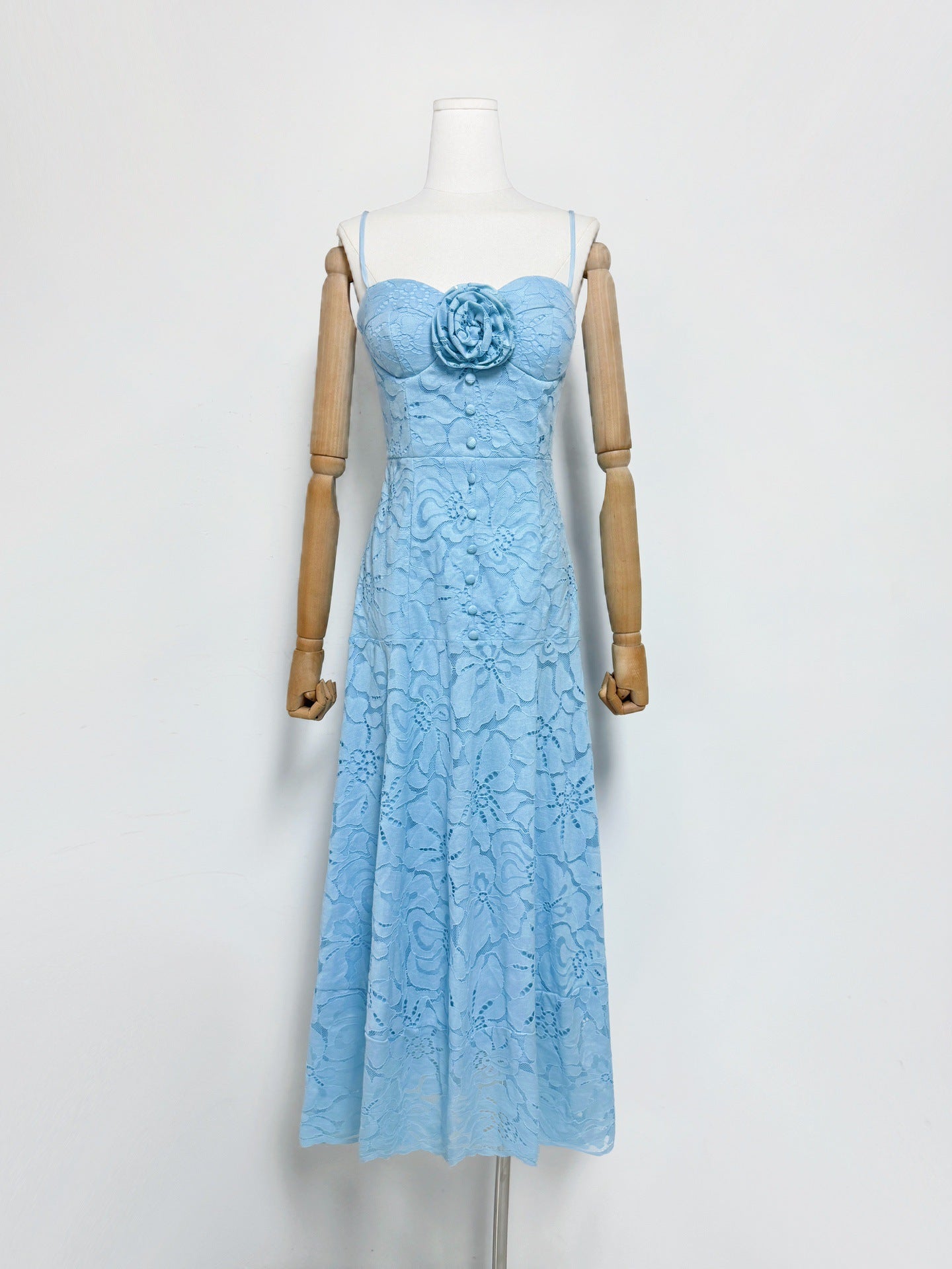 SAMANTHA BLUE HOLLOW OUT SLEEVELESS MAXI DRESS