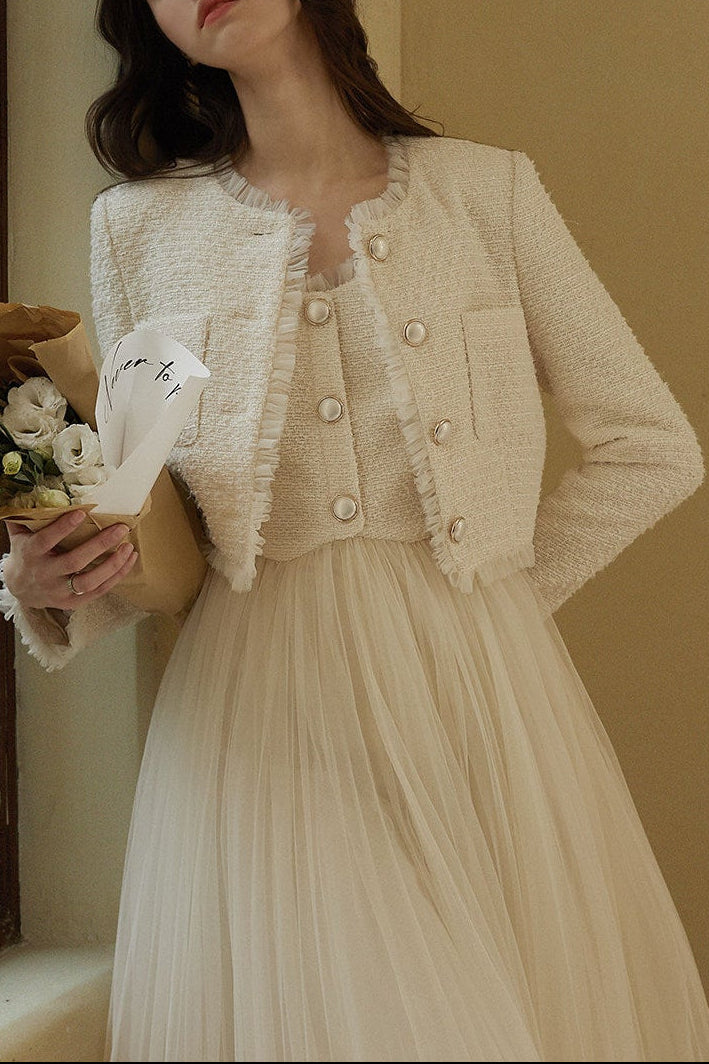 O1CN01WrfvuN1Ty9RCskKZh__4611686018427380418-0-item_pic SOFT TWEED CROPPED BLAZER, PEARL BUTTONS, RUFFLE TRIM