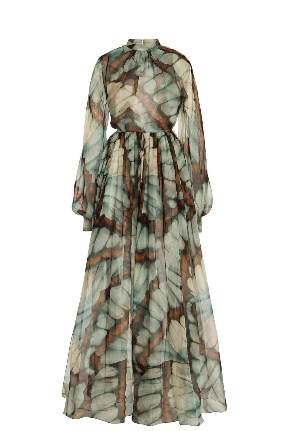 ABSTRACT BUTTERFLY PRINT CHIFFON MAXI DRESS, BOHO PARTY